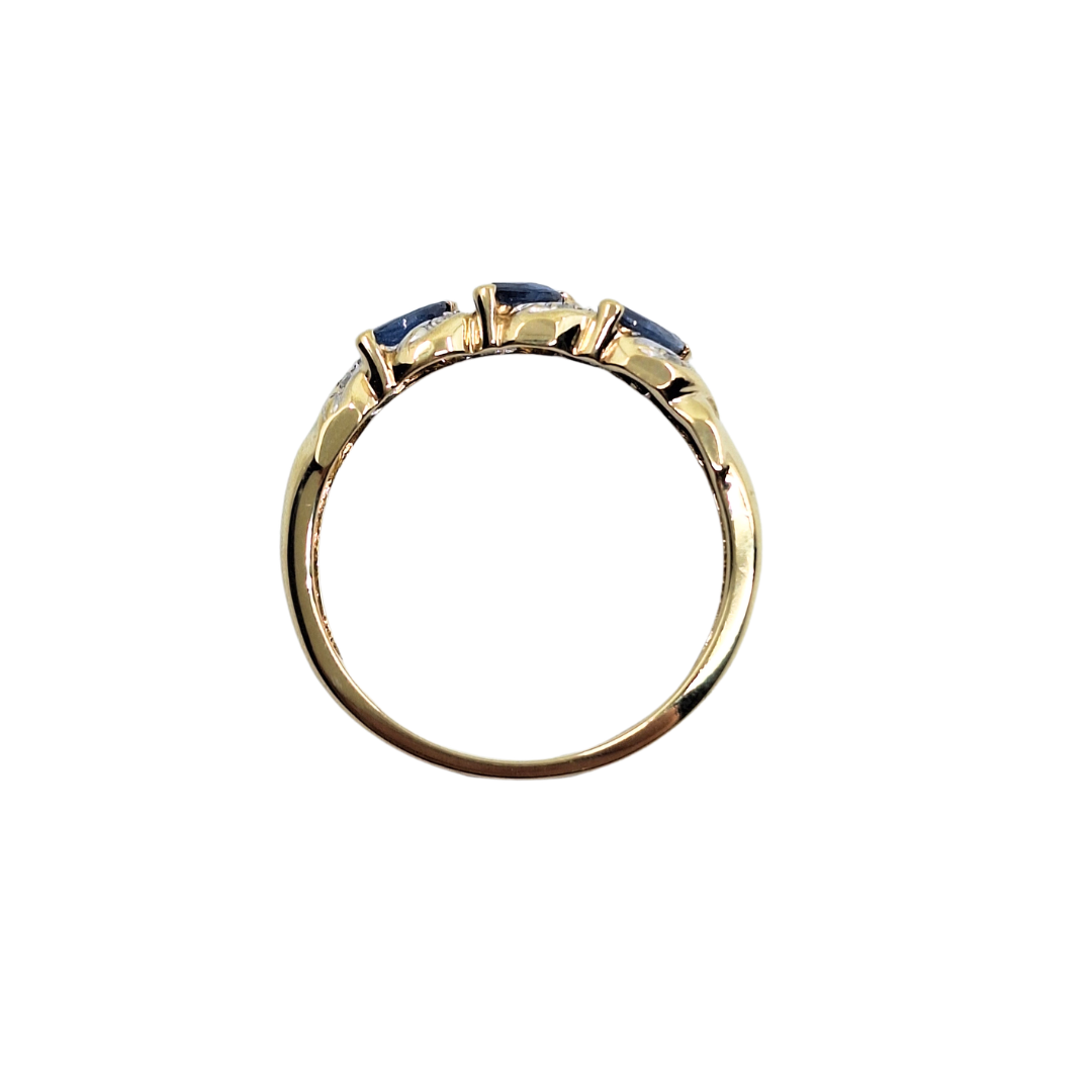 9ct Yellow Gold Sapphire & Diamond Band Ring
