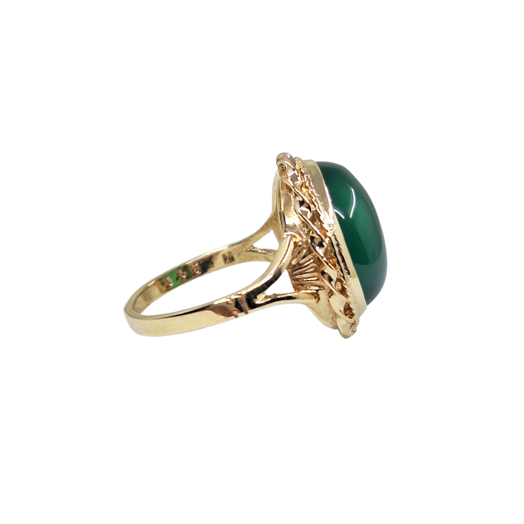 9ct Yellow Gold Agate Solitaire Ring
