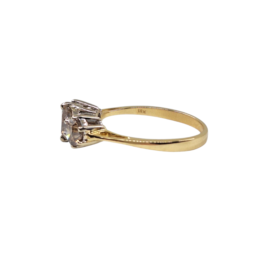 18ct Yellow Gold Champagne Diamond 3 Stone Ring 1.33ct