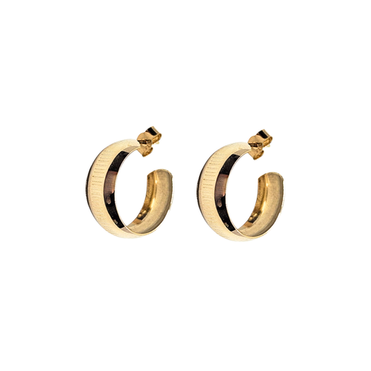 9ct Yellow Gold Wide Wedding Band Earrings