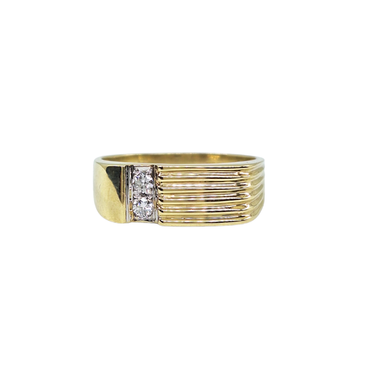 9ct Yellow Gold Gents Diamond Band Ring 0.1ct