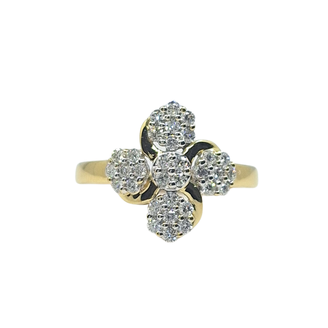 18ct Yellow Gold Diamond Fancy Cluster Ring