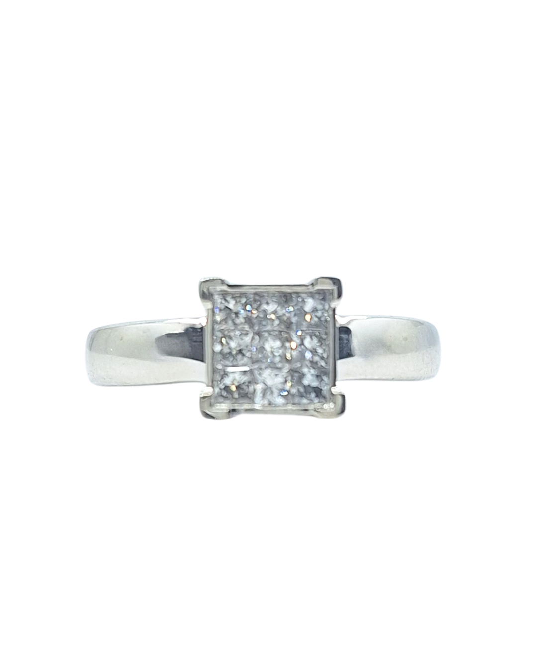 18ct White Gold Nine Stone Square Diamond Ring