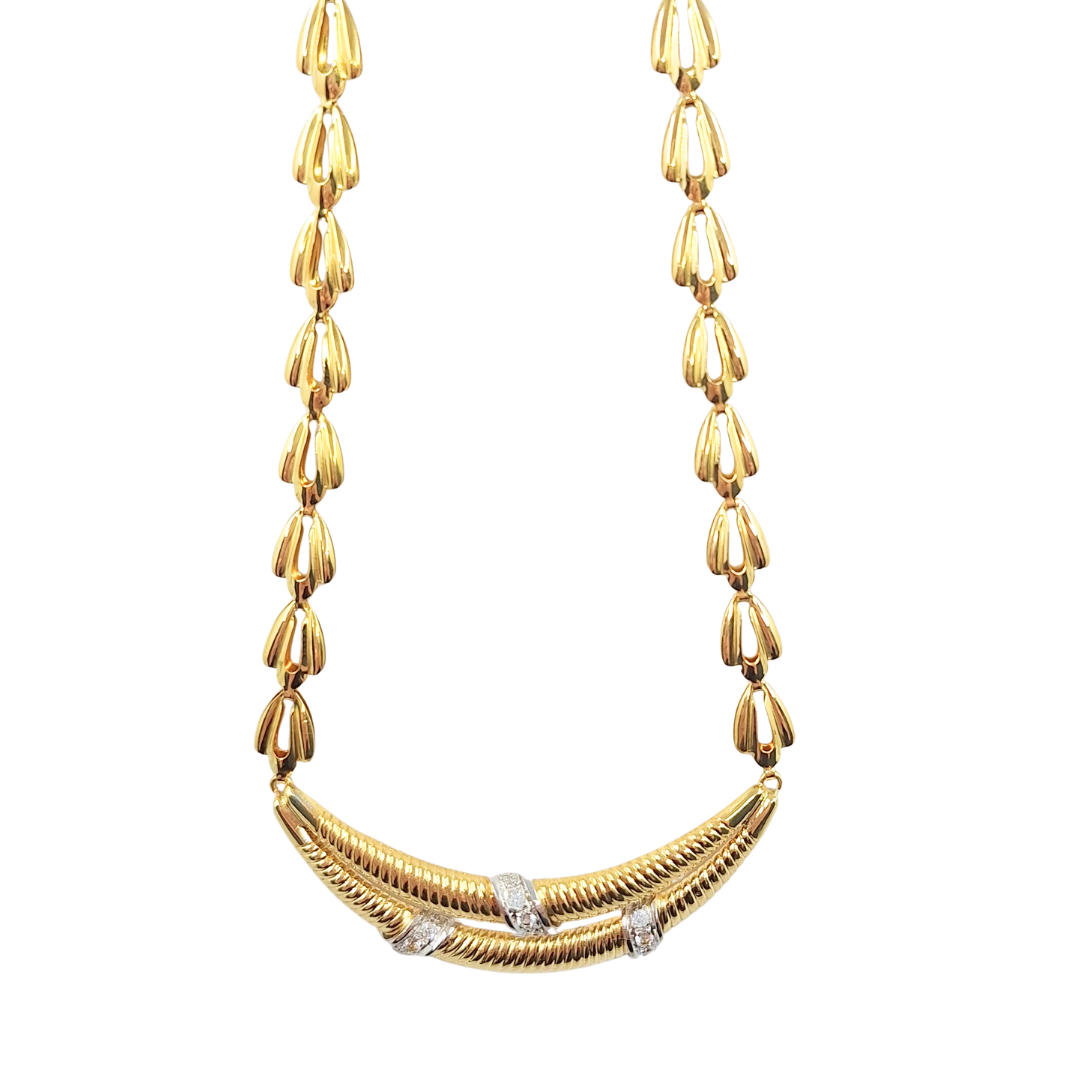 18ct Yellow Gold Necklace ,Bangle & Earrings CZ Set