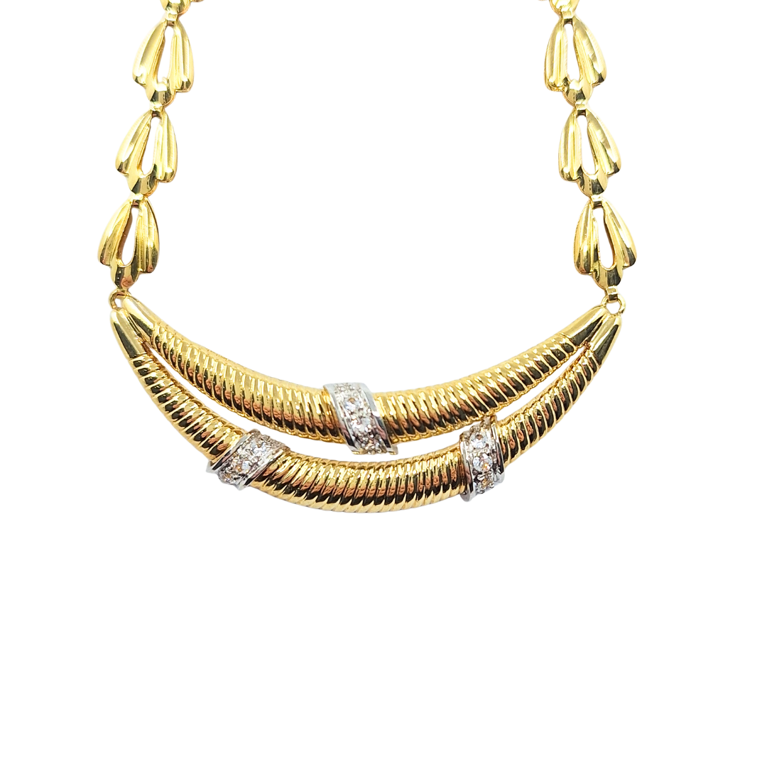18ct Yellow Gold Necklace ,Bangle & Earrings CZ Set