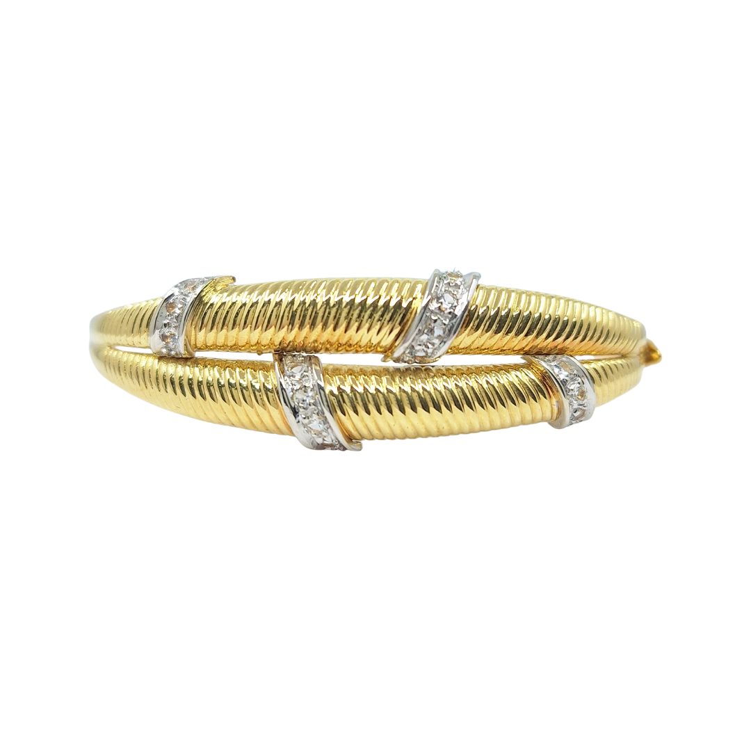 18ct Yellow Gold Necklace ,Bangle & Earrings CZ Set