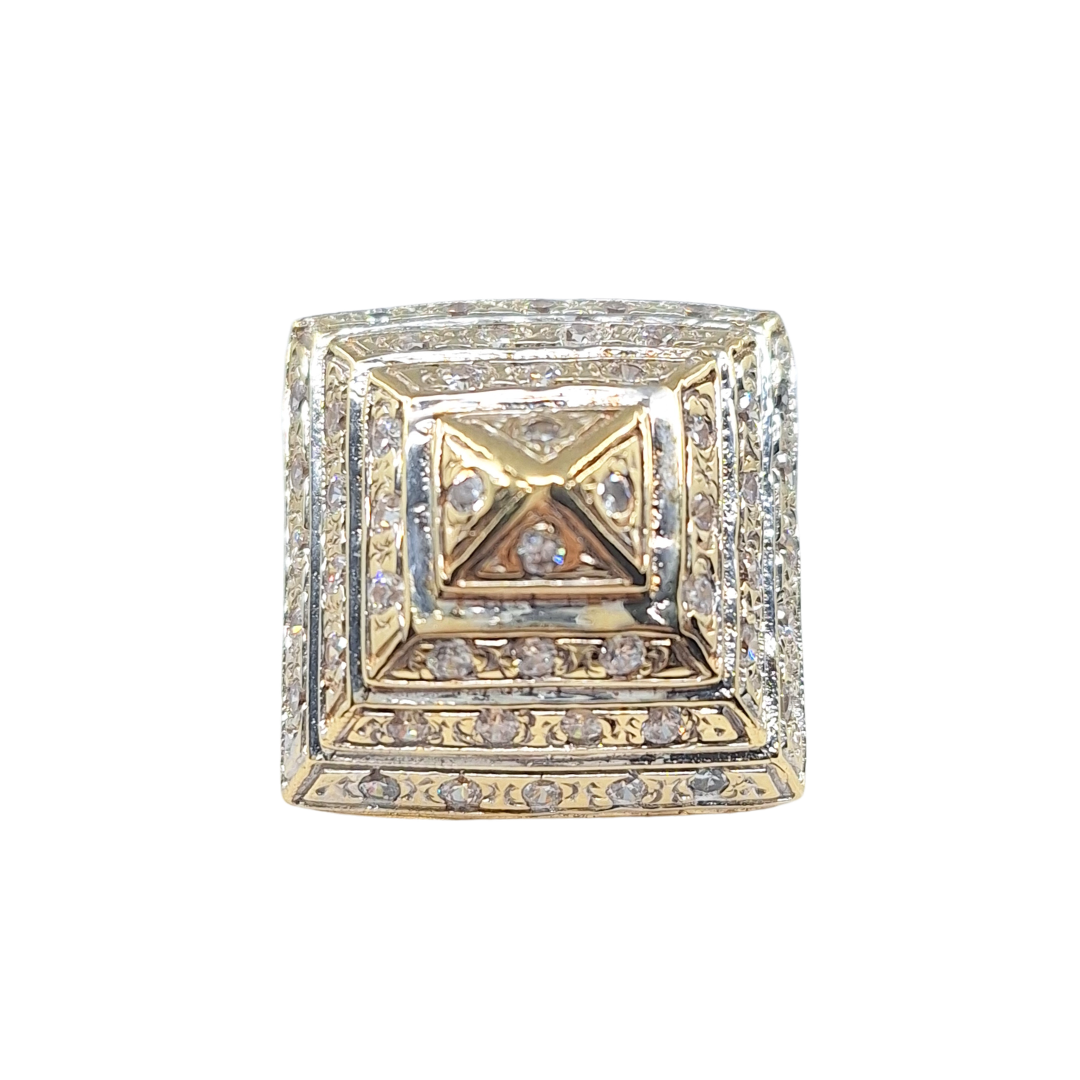 9ct Yellow Gold Cz Pyramid Ring