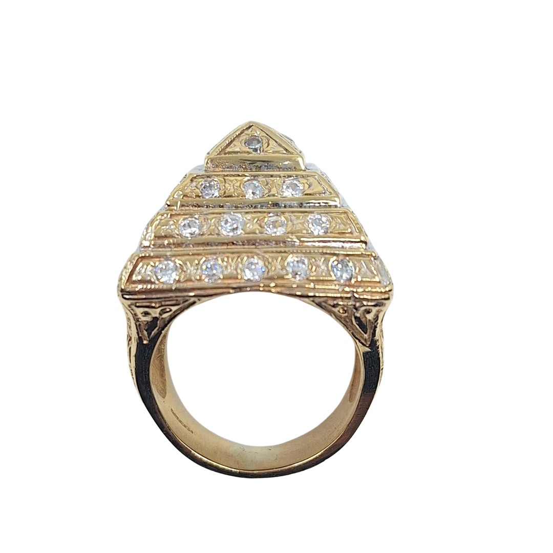 9ct Yellow Gold Cz Pyramid Ring