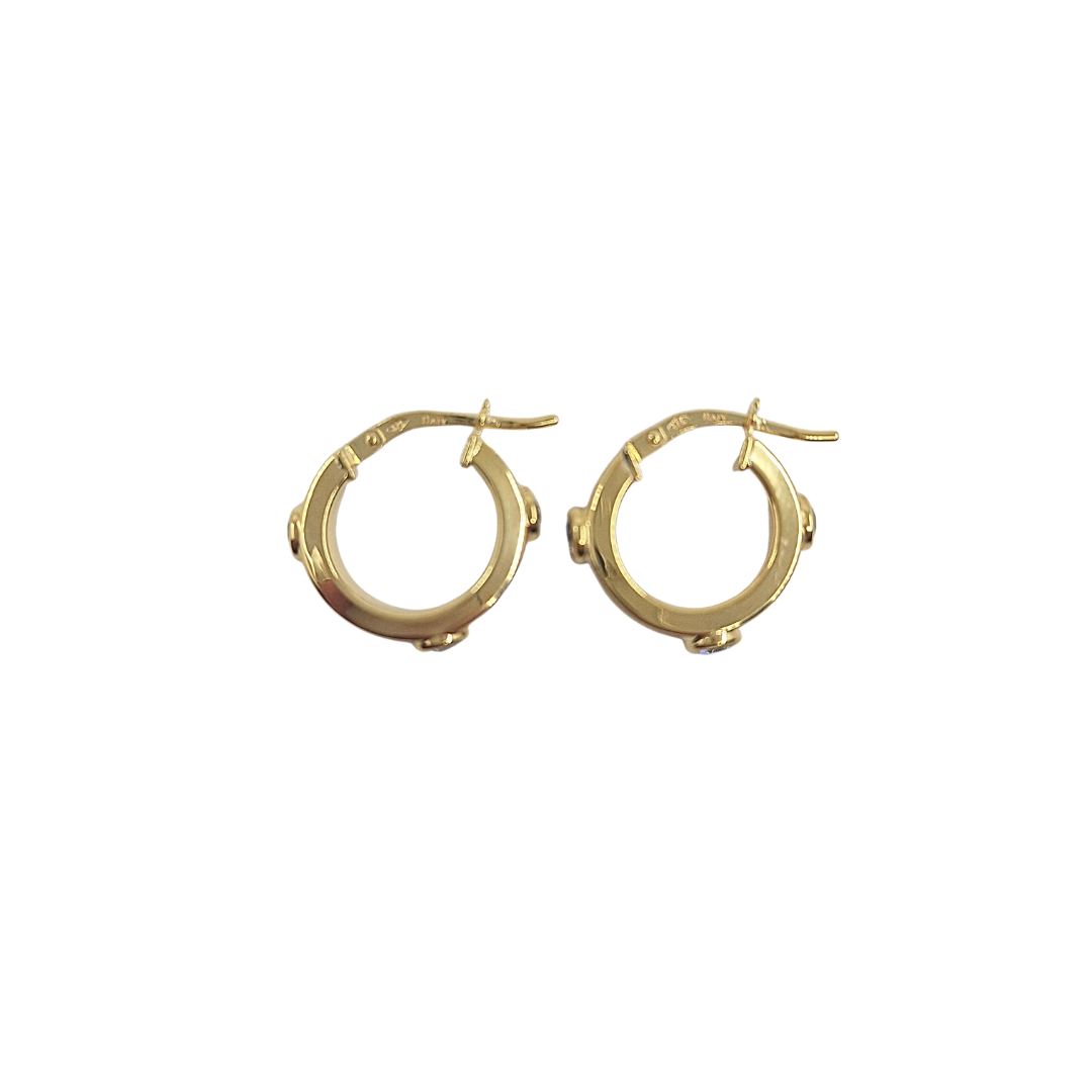 9ct Yellow Gold CZ Hoops