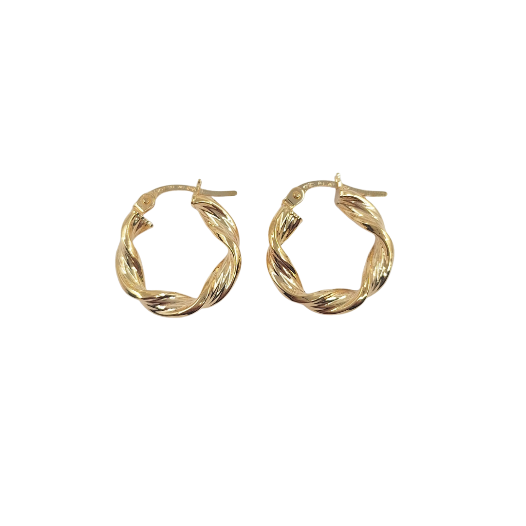 9ct Yellow Gold Twist Hoops