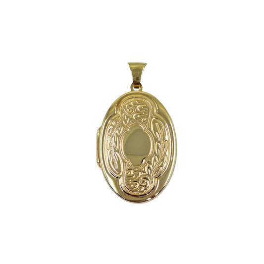 9ct Yellow Gold Engraved Oval Locket