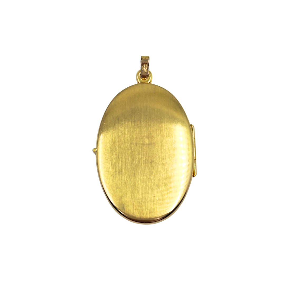 9ct 2 Colour Engraved Oval Locket