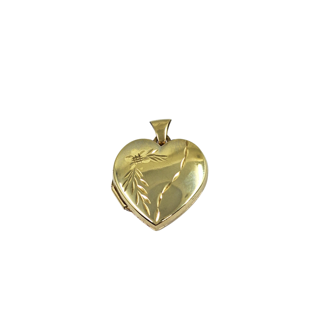 9ct Yellow Gold Engraved Heart Locket