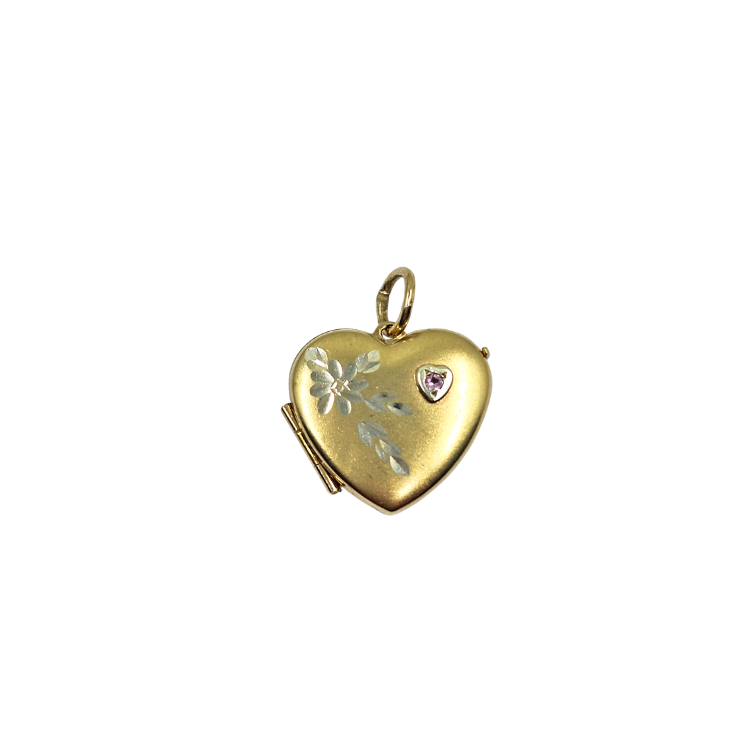 9ct Yellow Gold Pink Sapphire Heart Locket