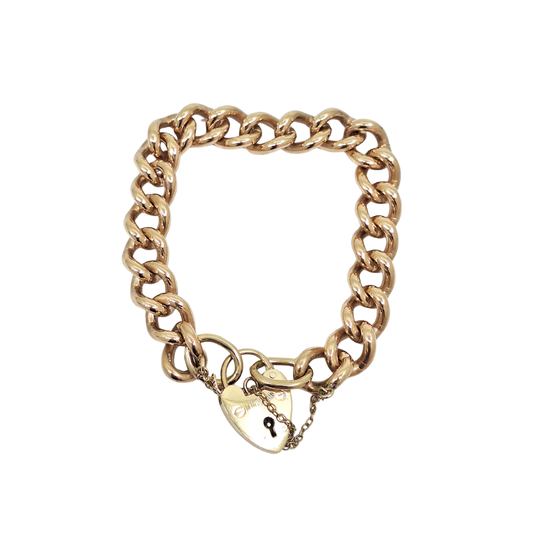 9ct Yellow Gold Heart Locket Charm Bracelet 8"