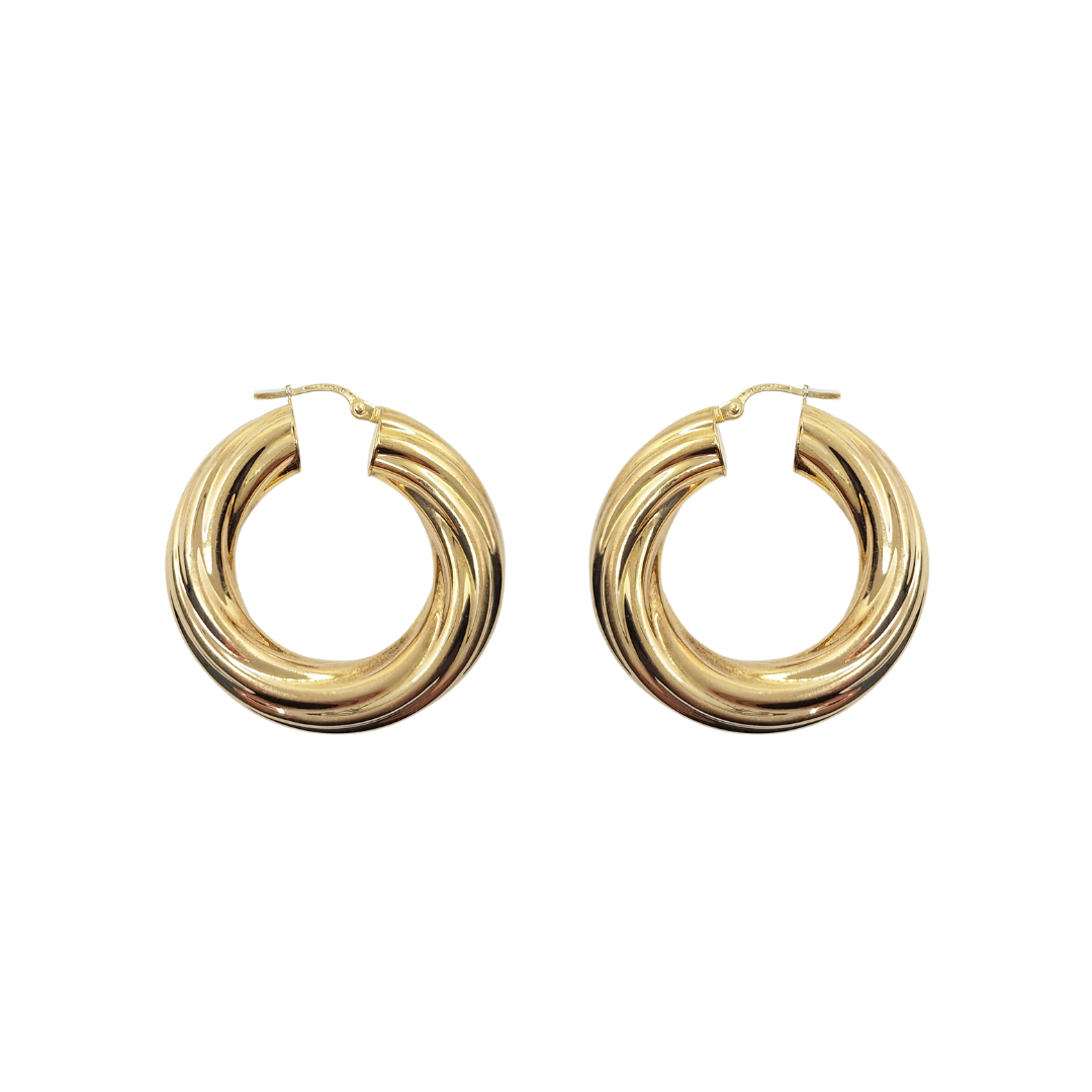 9ct Yellow Gold Twist Creole Earrings
