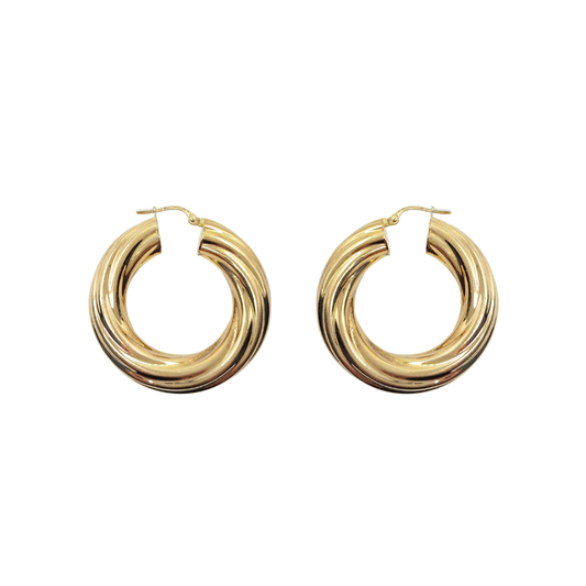 9ct Yellow Gold Twist Creole Earrings