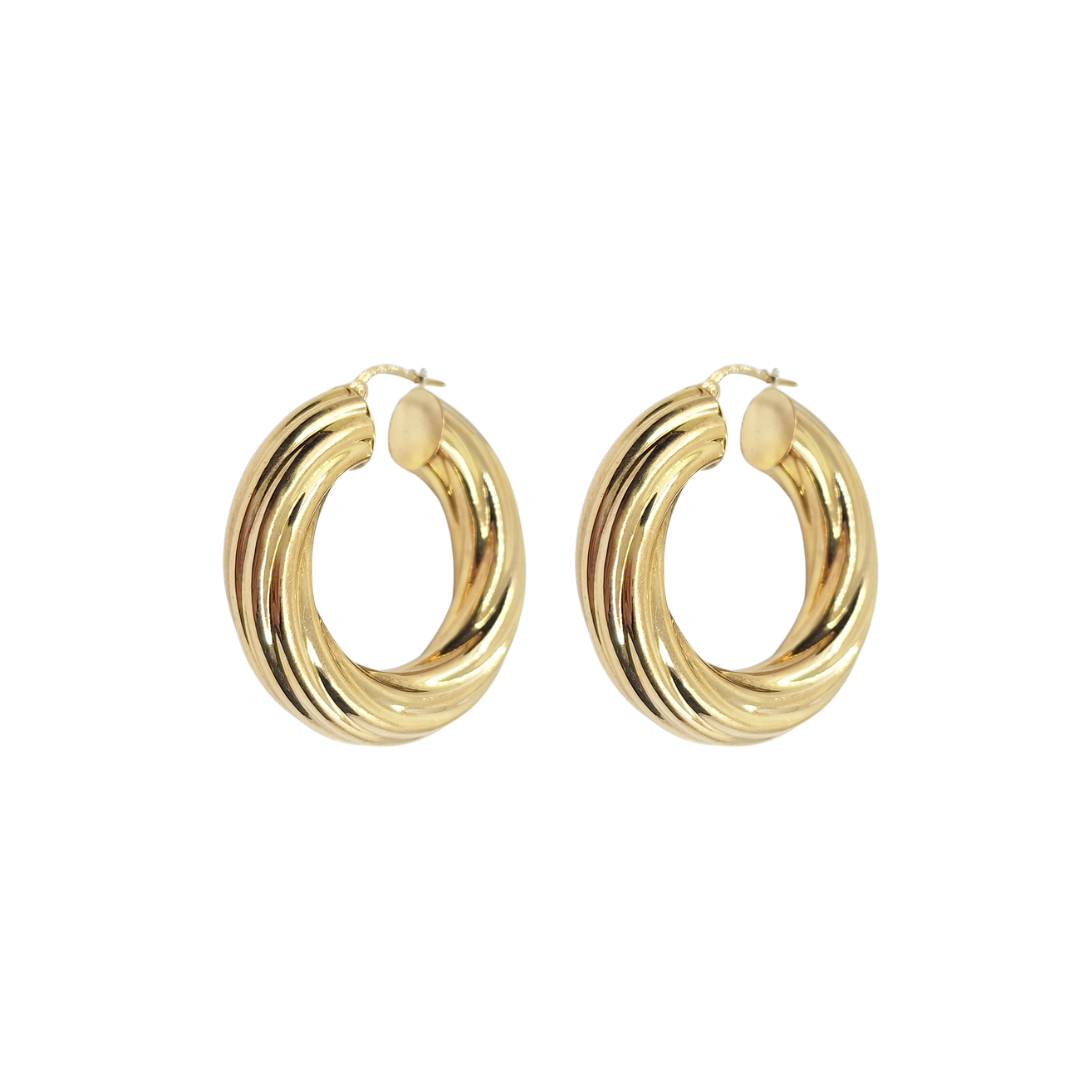 9ct Yellow Gold Twist Creole Earrings