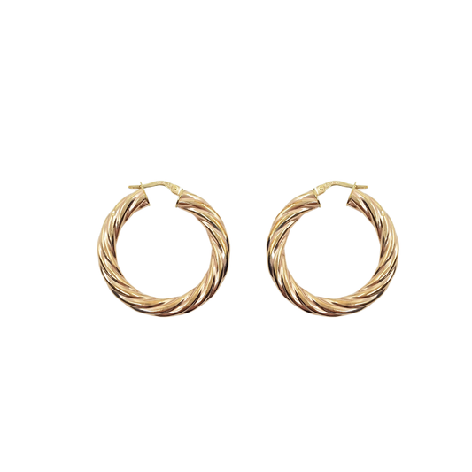 9ct Yellow Gold Twist Creole Earrings