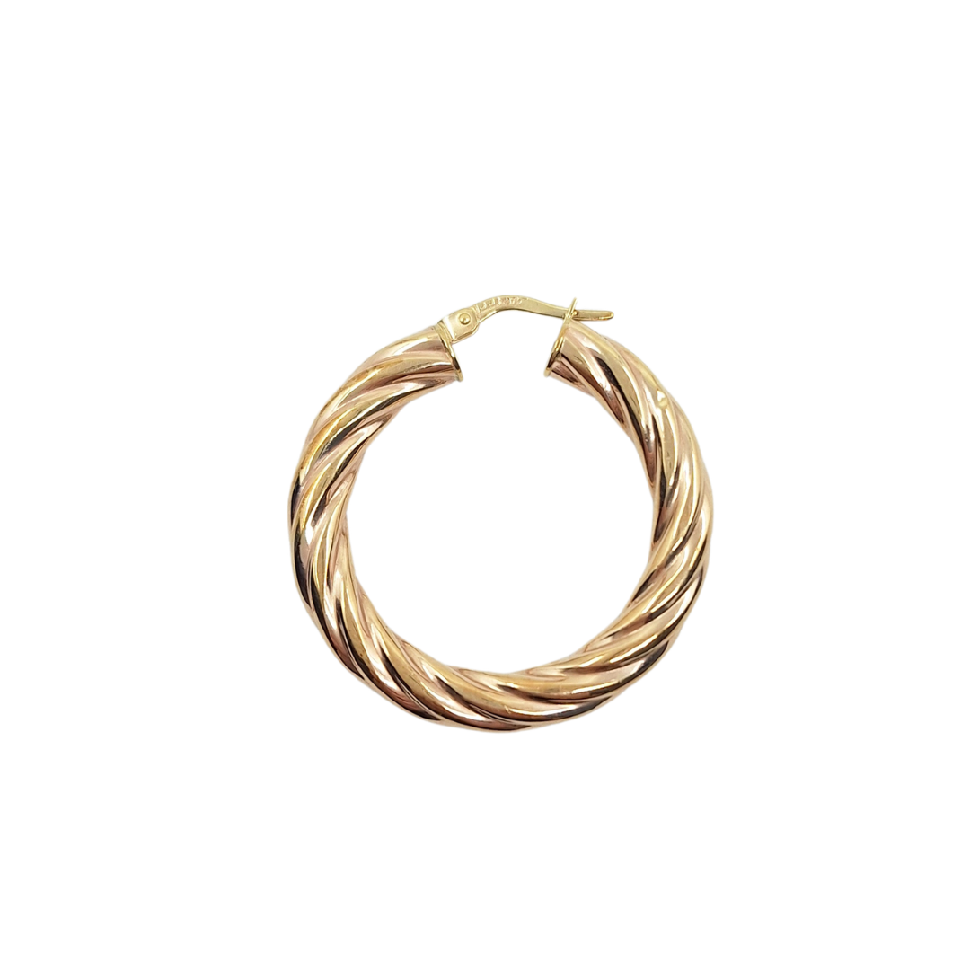 9ct Yellow Gold Twist Creole Earrings