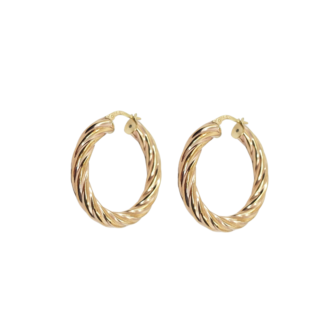 9ct Yellow Gold Twist Creole Earrings