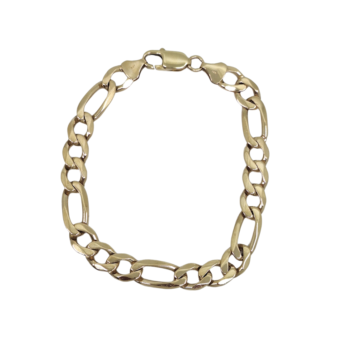 9ct Yellow Gold Figaro Bracelet 8.5"