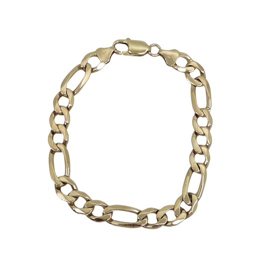 9ct Yellow Gold Figaro Bracelet 8.5"