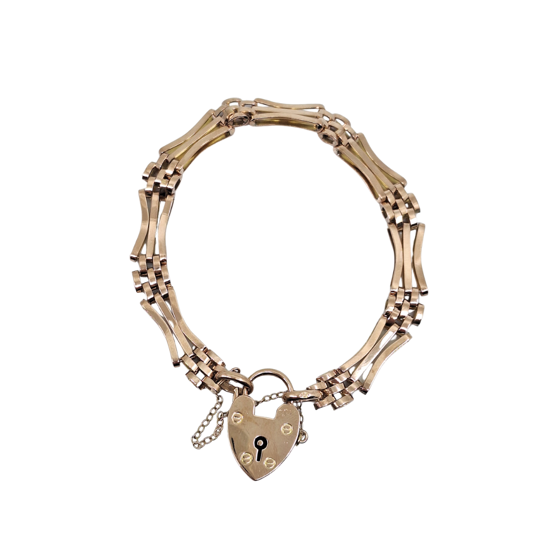 9ct Rose Gold Gate Bracelet 7.5"