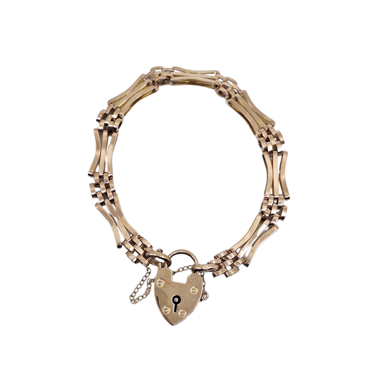 9ct Rose Gold Gate Bracelet 7.5"