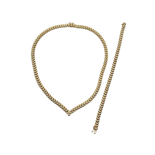 9ct Yellow Gold Fancy Arrow Necklace & Bracelet Set