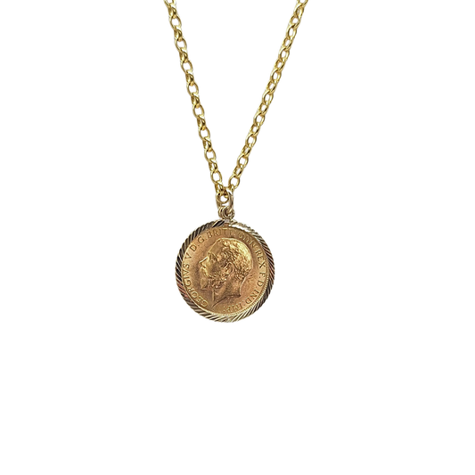 Half Sovereign Pendant 1914 & Chain 18"