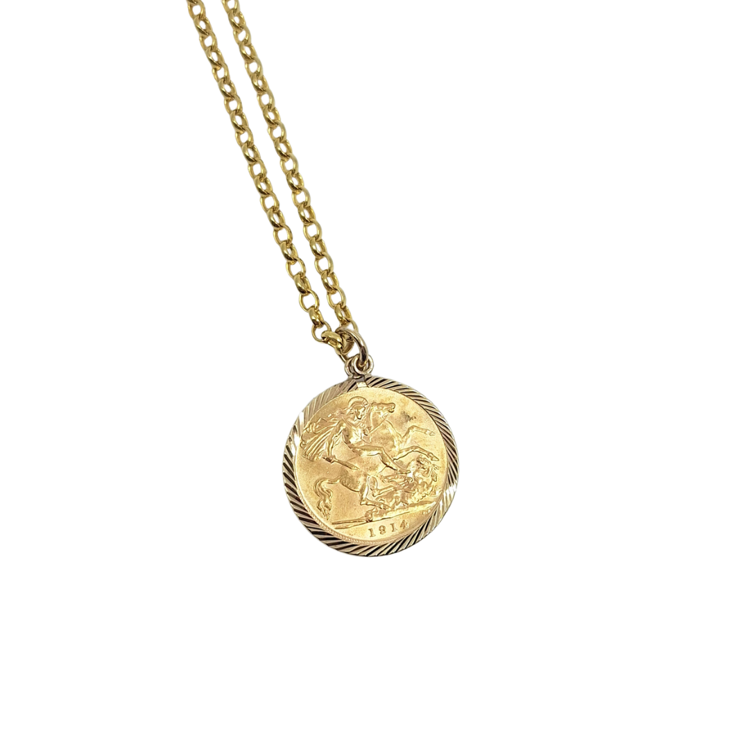 Half Sovereign Pendant 1914 & Chain 18"