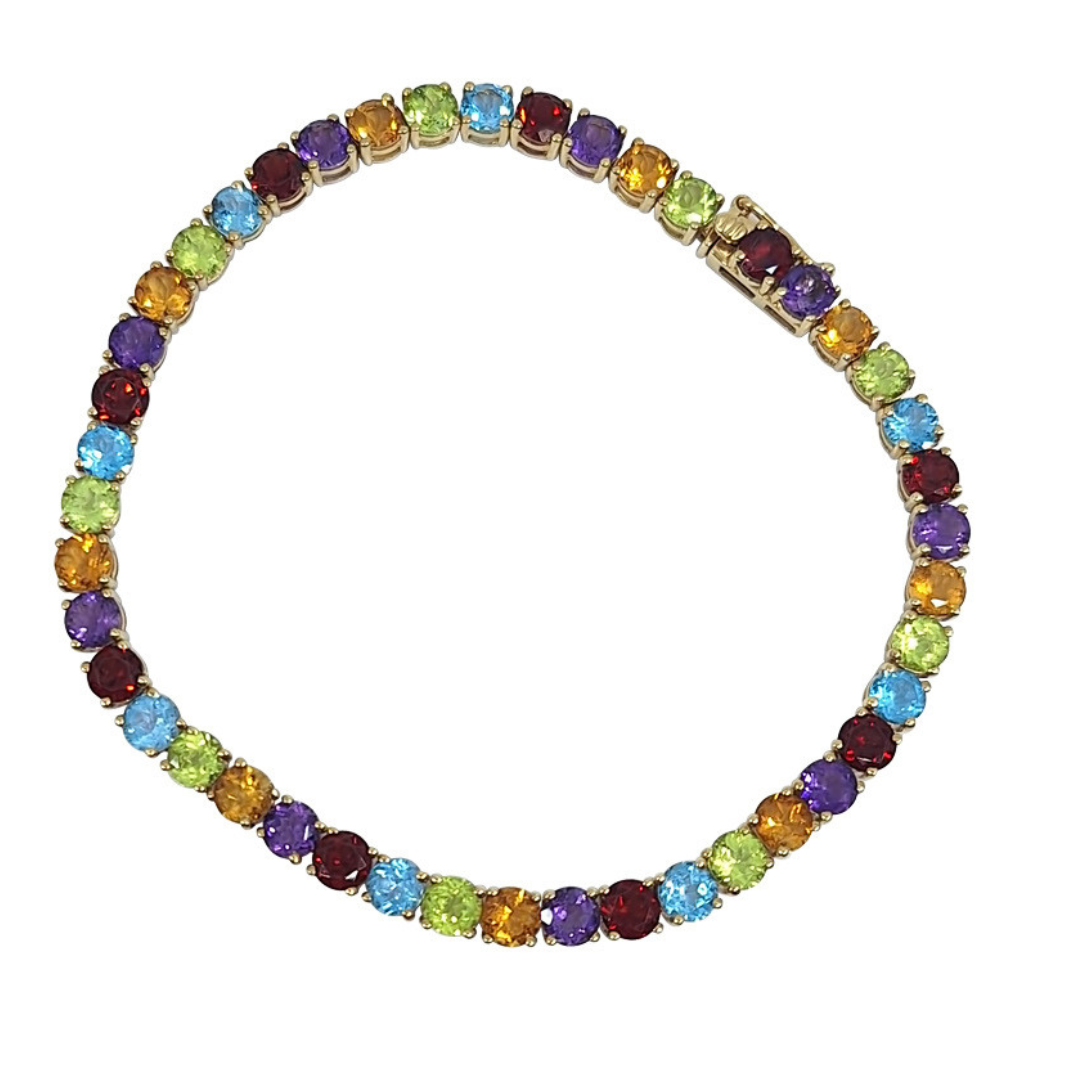 9ct Yellow Gold Multi Stone Bracelet 7.25"
