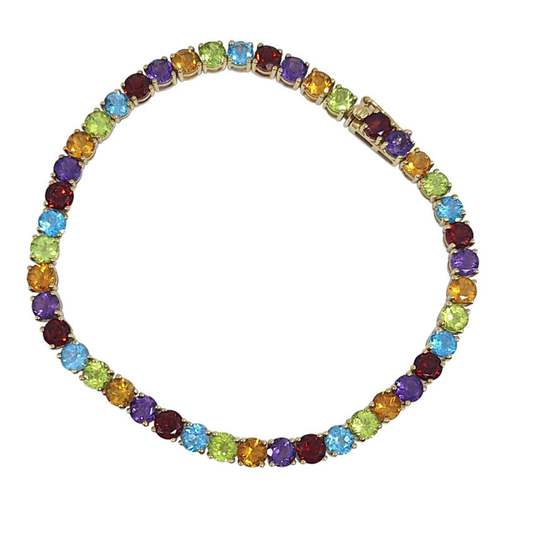 9ct Yellow Gold Multi Stone Bracelet 7.25"