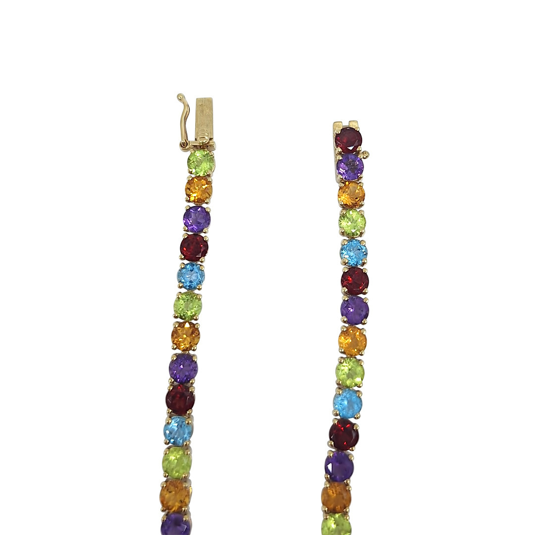 9ct Yellow Gold Multi Stone Bracelet 7.25"