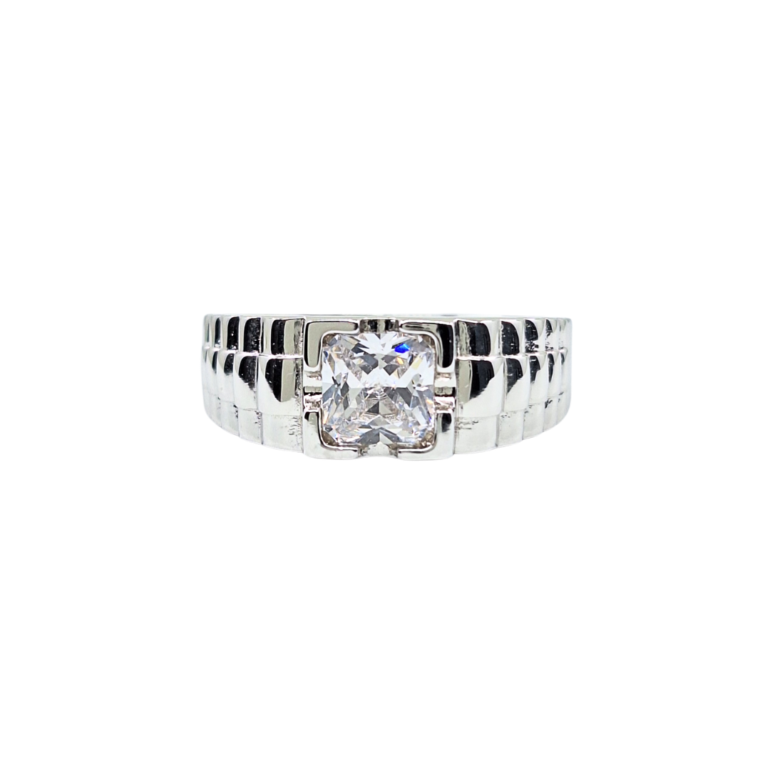 Silver Cubic Zirconia Rolex Style Ring