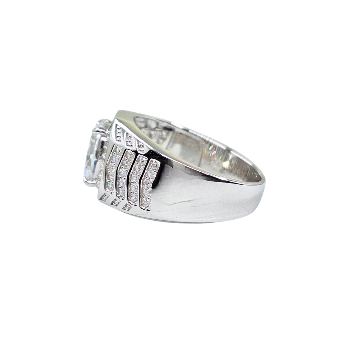 Silver Cubic Zirconia Gents Ring