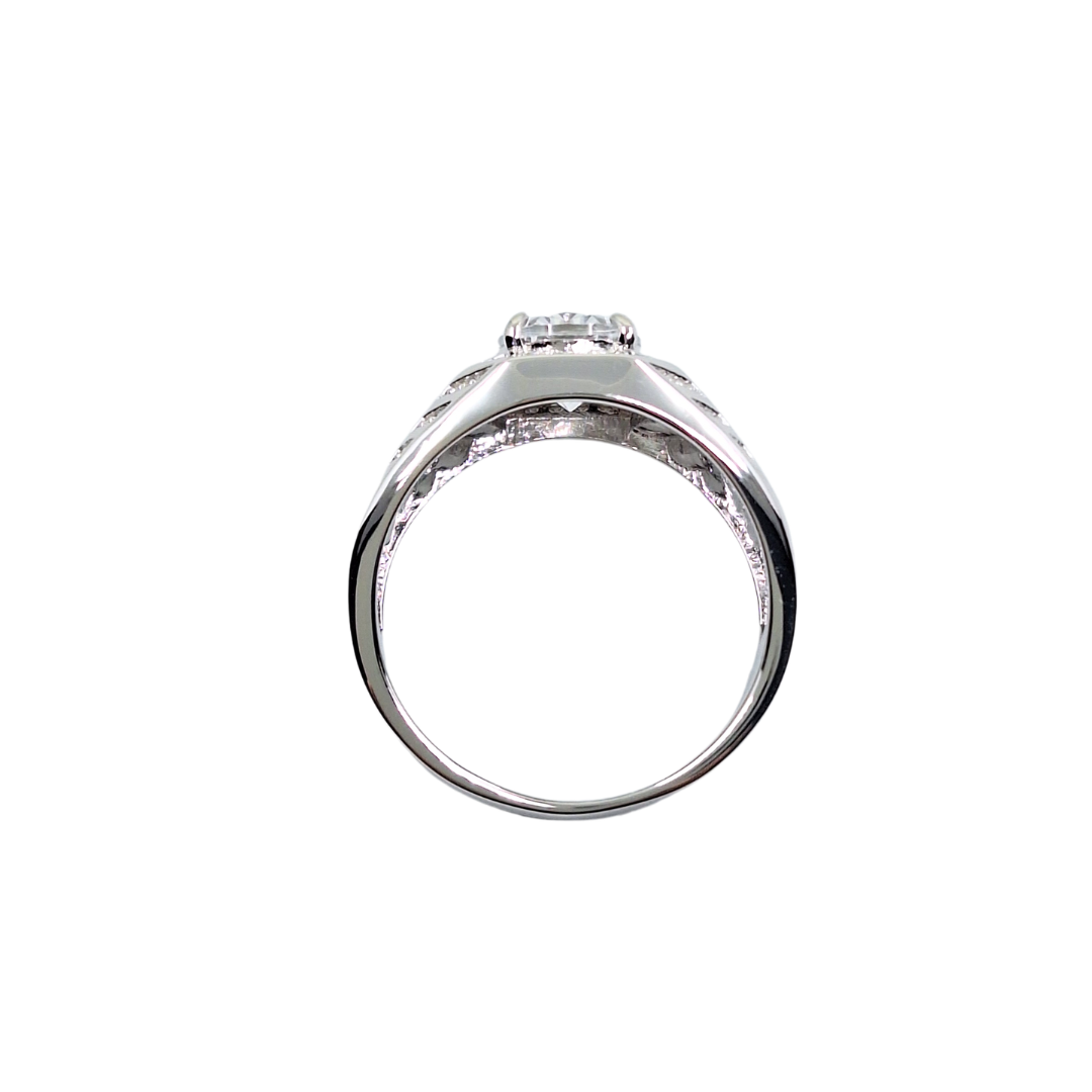 Silver Cubic Zirconia Gents Ring
