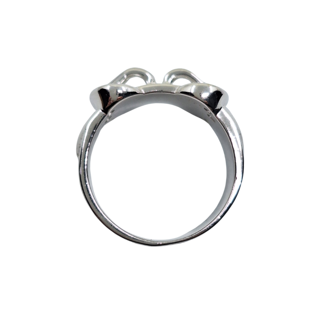 Silver Cubic Zirconia Engraved Buckle Ring