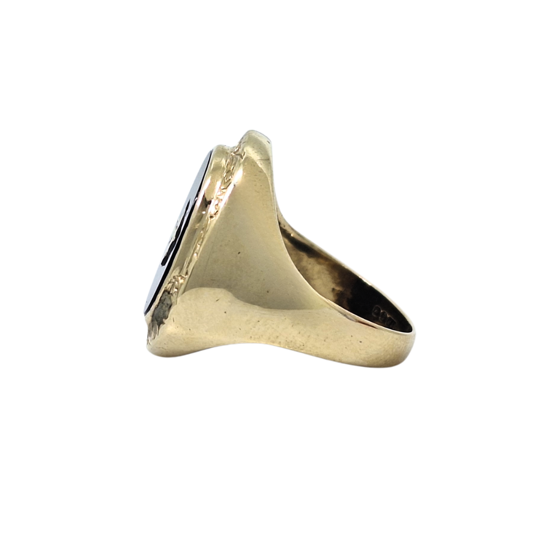 9ct Yellow Gold Onyx Diamond Signet Ring