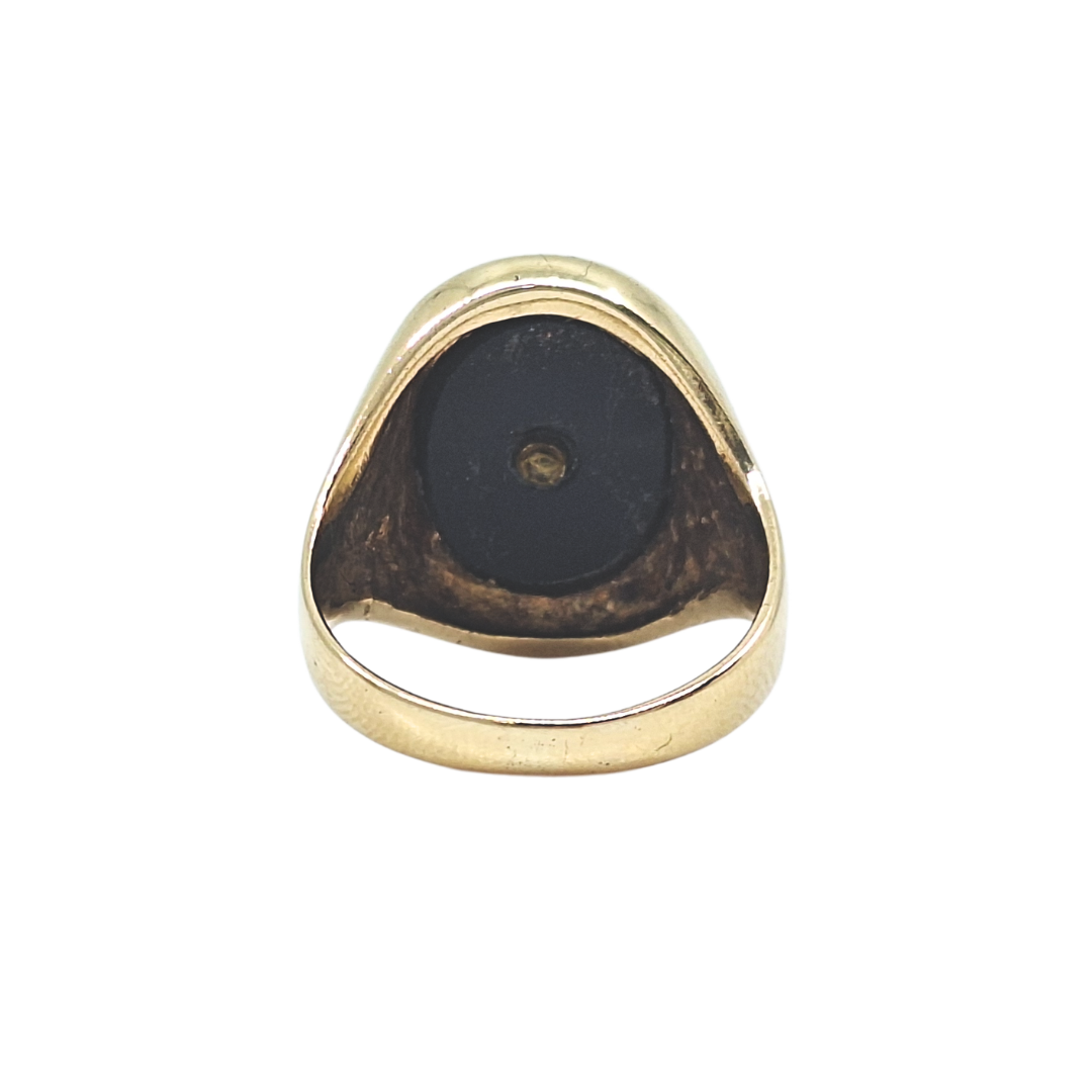 9ct Yellow Gold Onyx Diamond Signet Ring