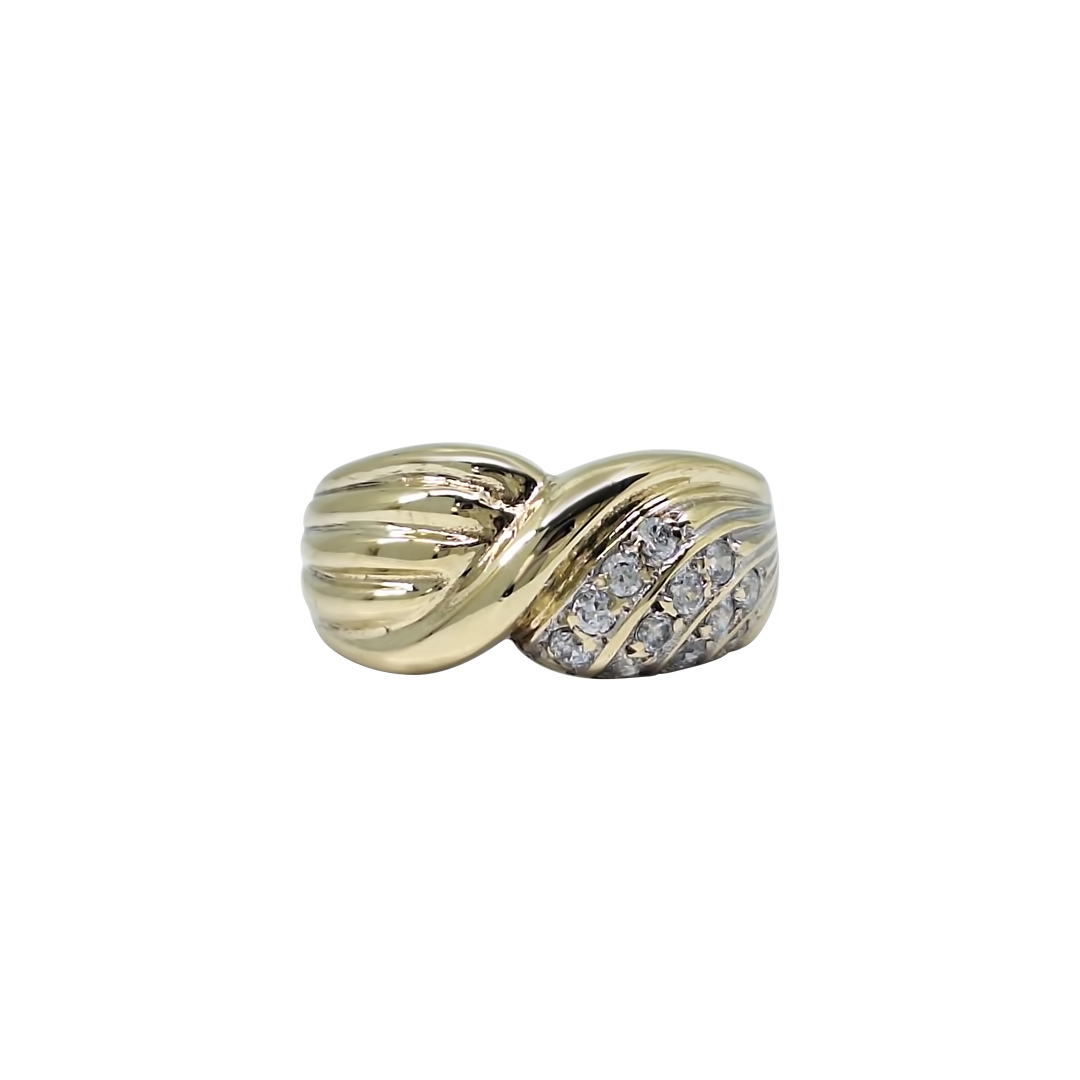 9ct Yellow Gold CZ Twist Ring