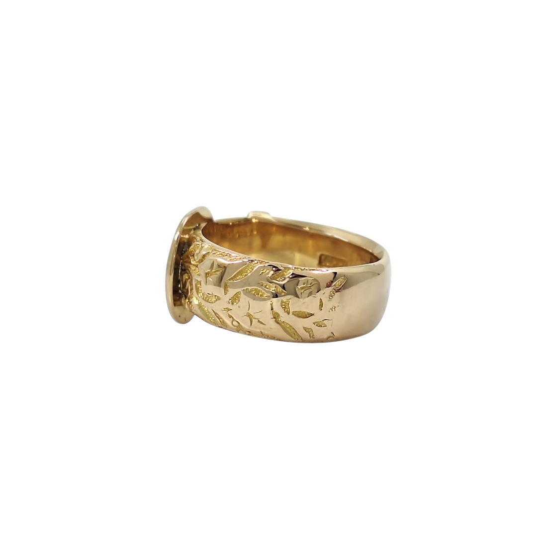 18ct Yellow Gold Patterned Buckle Ring