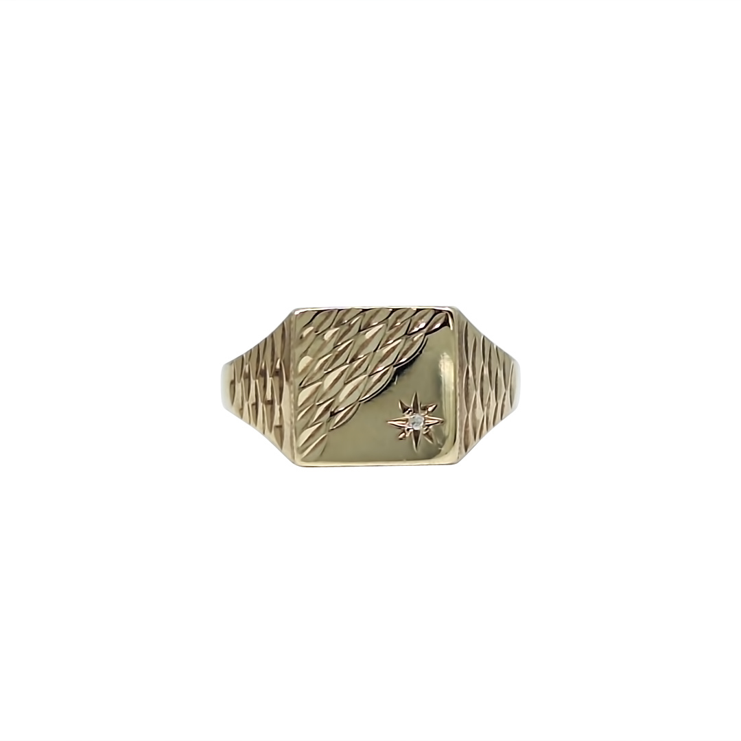 9ct Yellow Gold Diamond Signet Ring