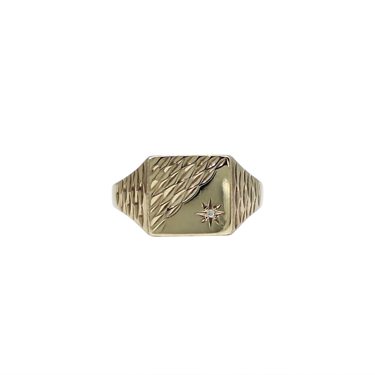 9ct Yellow Gold Diamond Signet Ring