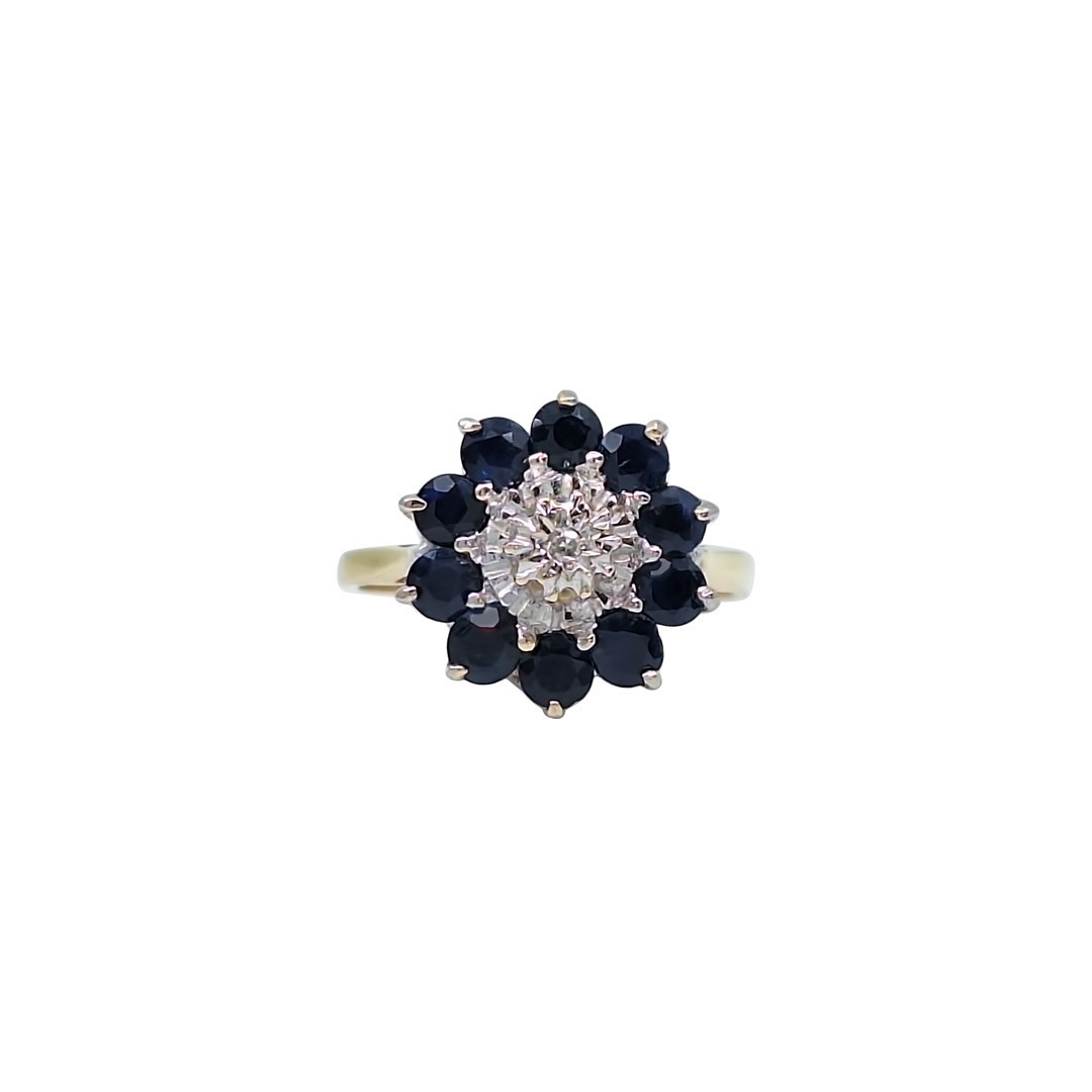 9ct Yellow Gold Sapphire & Diamond