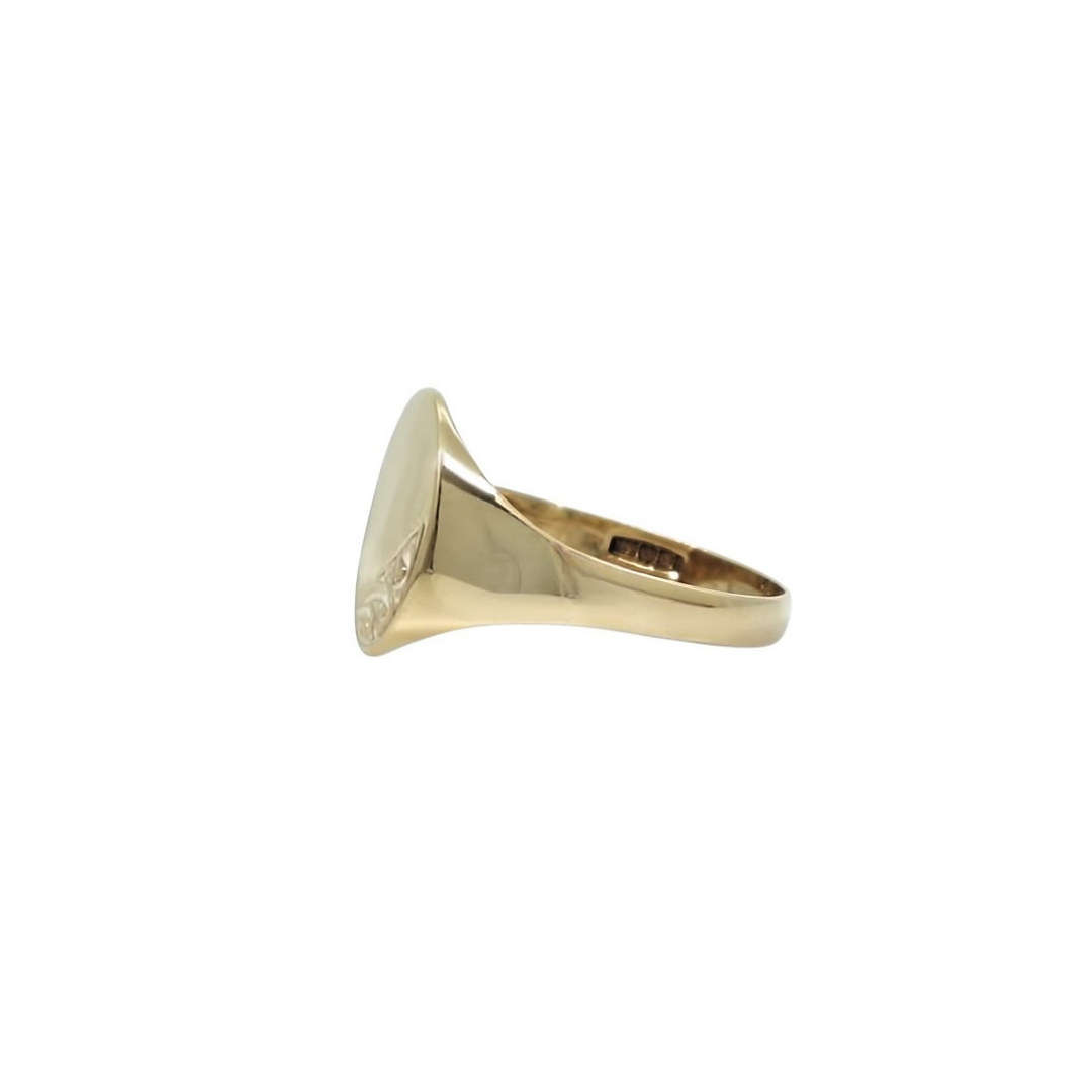 9ct Yellow Gold Oval Engraved Signet Ring