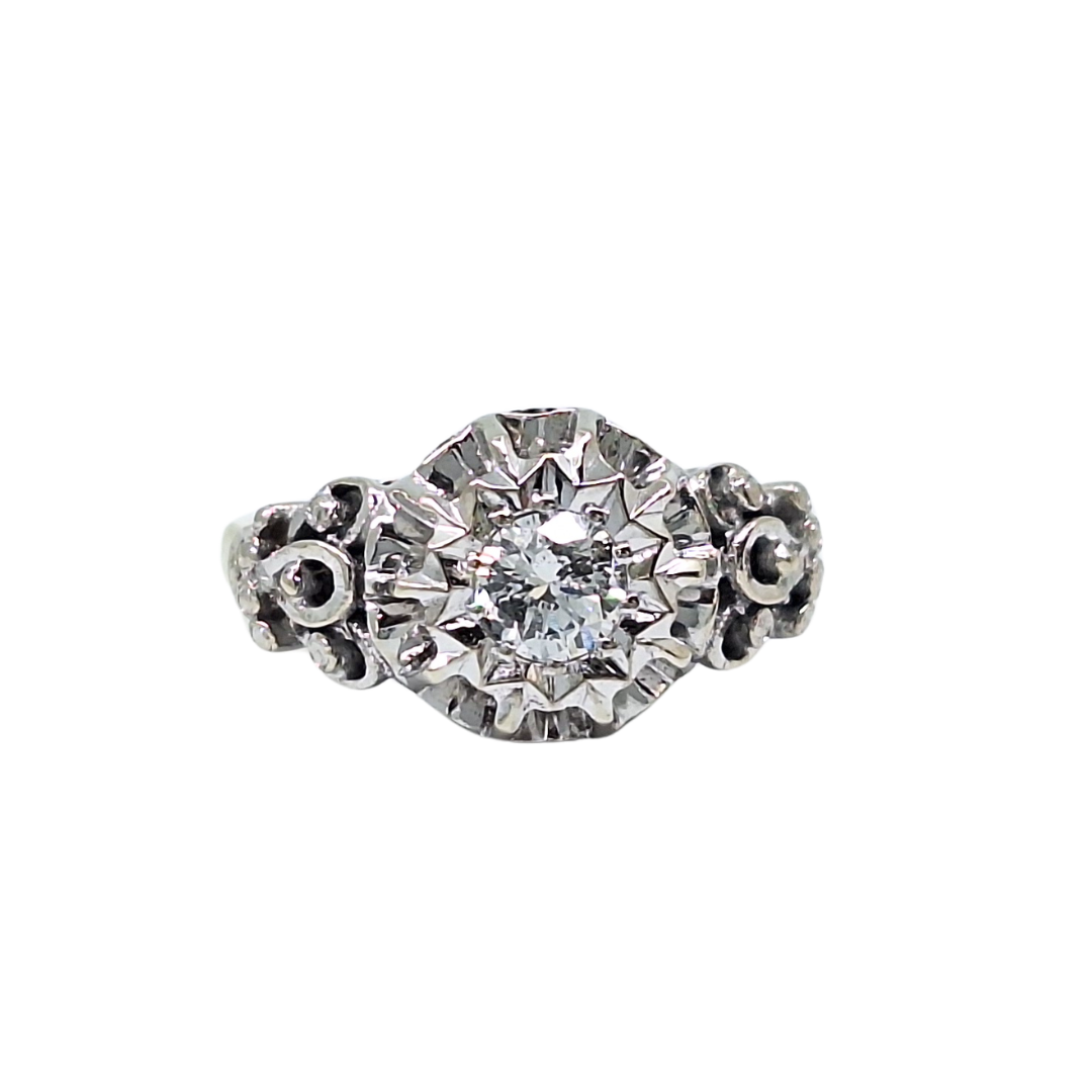 18ct Yellow Gold Illusion Set Diamond Ring 0.30ct
