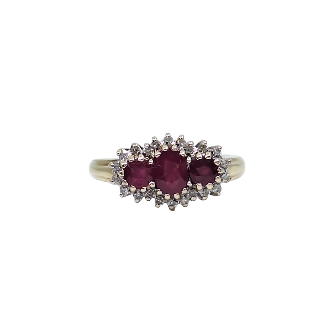 9ct Yellow Gold Ruby & Diamond Ring