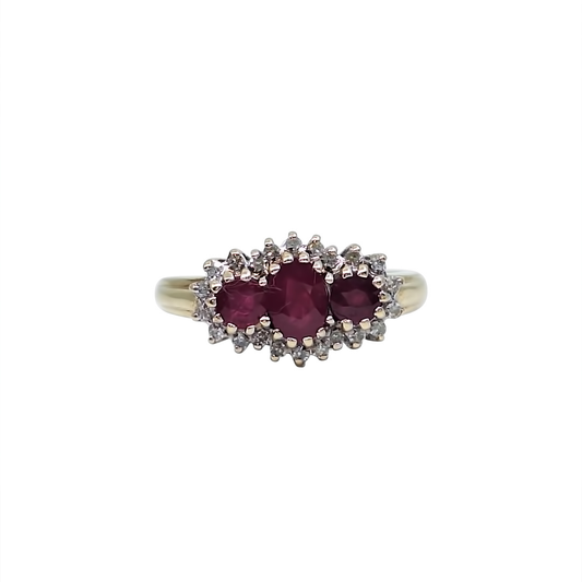 9ct Yellow Gold Ruby & Diamond Ring